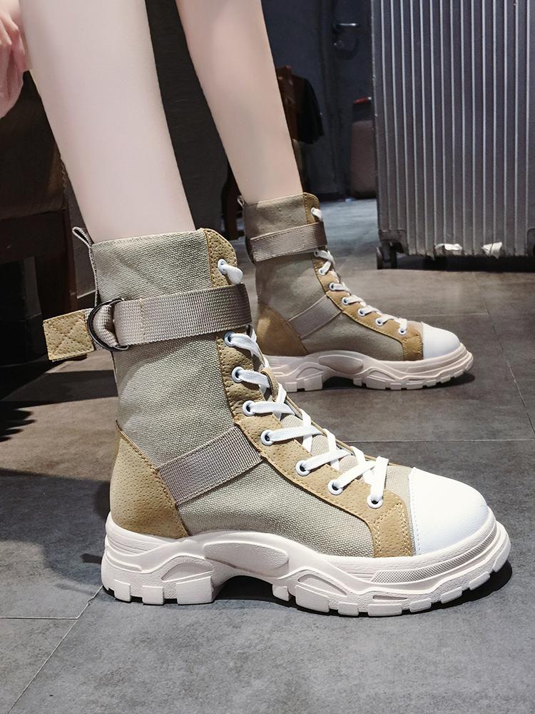 

Boots Female British Wind 2020 New Students Wild Thick-bottom Short Handsome Shoes Spring And Autumn Single Boots, Black