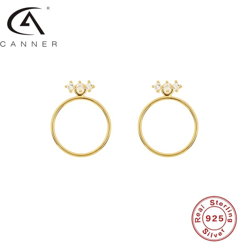 

CANNER 925 Silver Earrings Damiond Ring Style S925 Sterling Plata Piercing Stud Ear Rings Removable Fancy Dream Women Pendientes