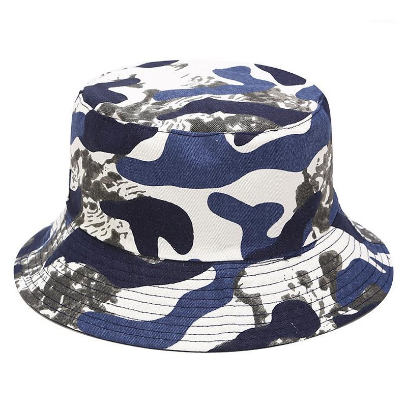 

Hot kf-Summer Spring Camouflage Print Bucket Hats Men Women Streetwear Hip Hop Bob Chapeau Fisherman Fishing Hat1, Green