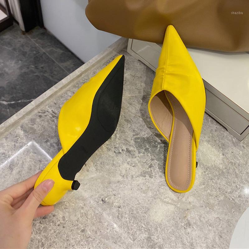 

2020 Woman Slippers New Slow Heeled Thin Heeled Lady Shoes Baotou Sexy Sandals For Female Women's Shoes Outdoor Ladies Slides1, Yellow
