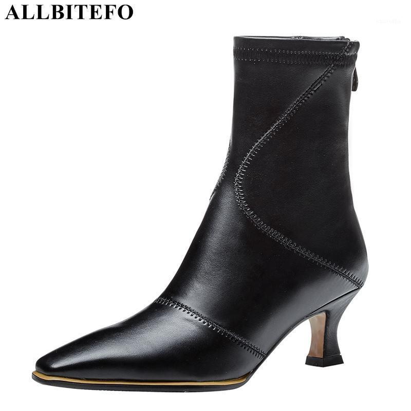 

ALLBITEFO high quality brand high heels women boots thin heels ankle boots for women heel shoes girls1, No plush inside