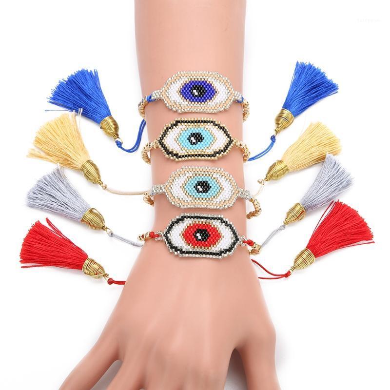 

JOYE newest ethnic women bracelet 2020 tiger evil eye tassel bracelets red gold blue silver charm couple bracelet1