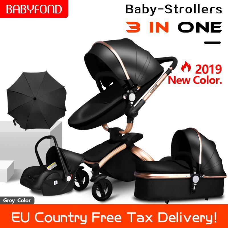 

Babyfond 3 in 1 Luxury Baby Stroller Fashion Carriage with car seat gold frame EU Pram Umbrella send gifts No Tax Free Shipping1