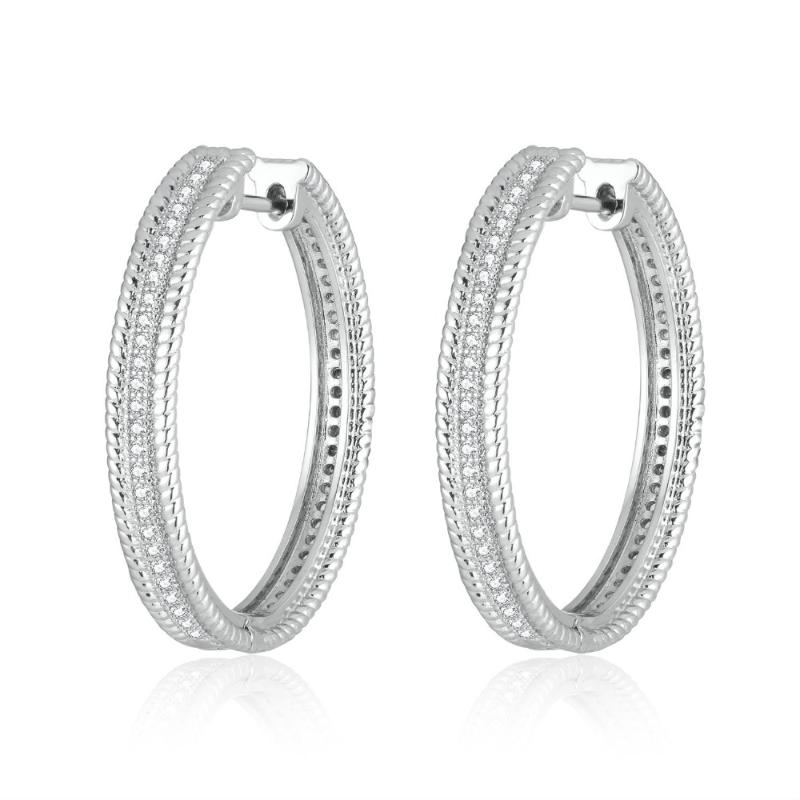 

Simple Luxury Oval Silver color Hoop Earrings For Women Zircon Jewelry ZK30