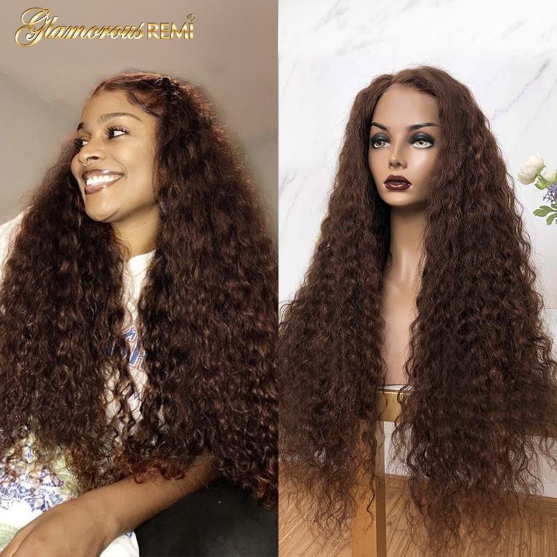 

Colored Curly Lace Front Wig With Baby Hair Brazilian Brown 13x4 Lace Front Human Hair Wigs Preplucked Remy For Black Women, As pic