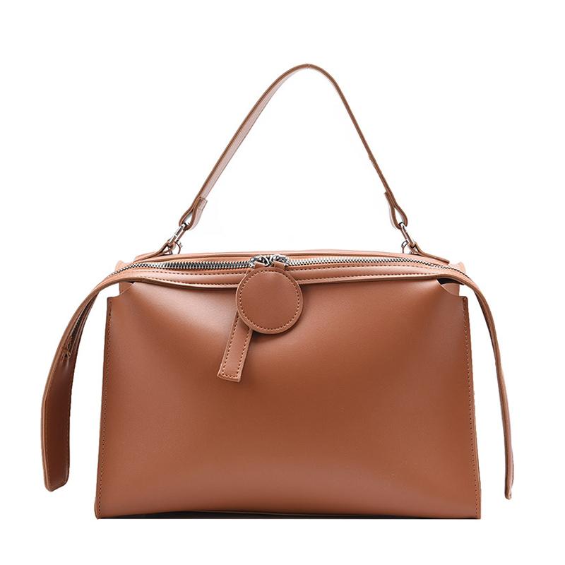 

Handbag Large Capacity Women Commuter Bag High Quality Simple Female Designer Shoulder Bag Brown For Shopping PU Leather, Black