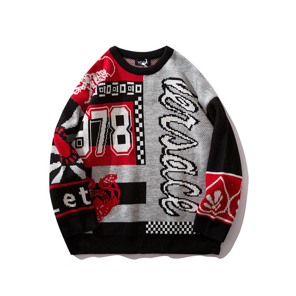 

2021 New Hip Hop and Women Round Neck Pullover Loose Printed Sweater Casual Designer Long Sleeve Oversize Couple Men Sweaters Uhv0, Red