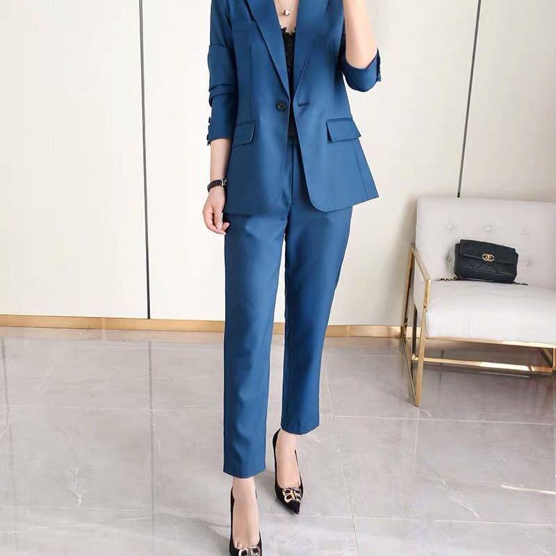 

Factory directly approved 20 new worsted wool one button suit for women, Blue
