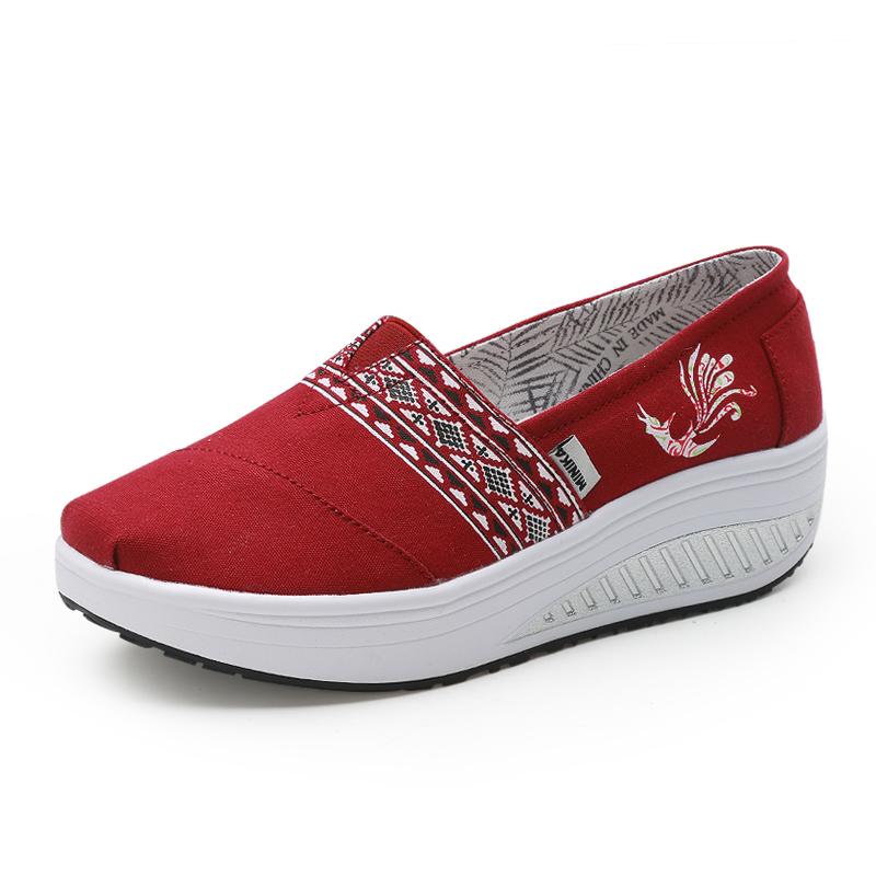 

Women Sneakers New Ladies Canvas Shoes Woman Casual Print Breathable Soft Female Platform Red Footwear Size 35-40, Blue