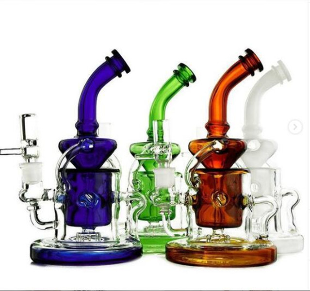 

8.6 inchs Klein Recycler Oil Rigs Smoke Glass Oil Burner Pipe Water Bongs Percolator Bongs Heady Dab Rigs Function 14mm Bowl Hookahs