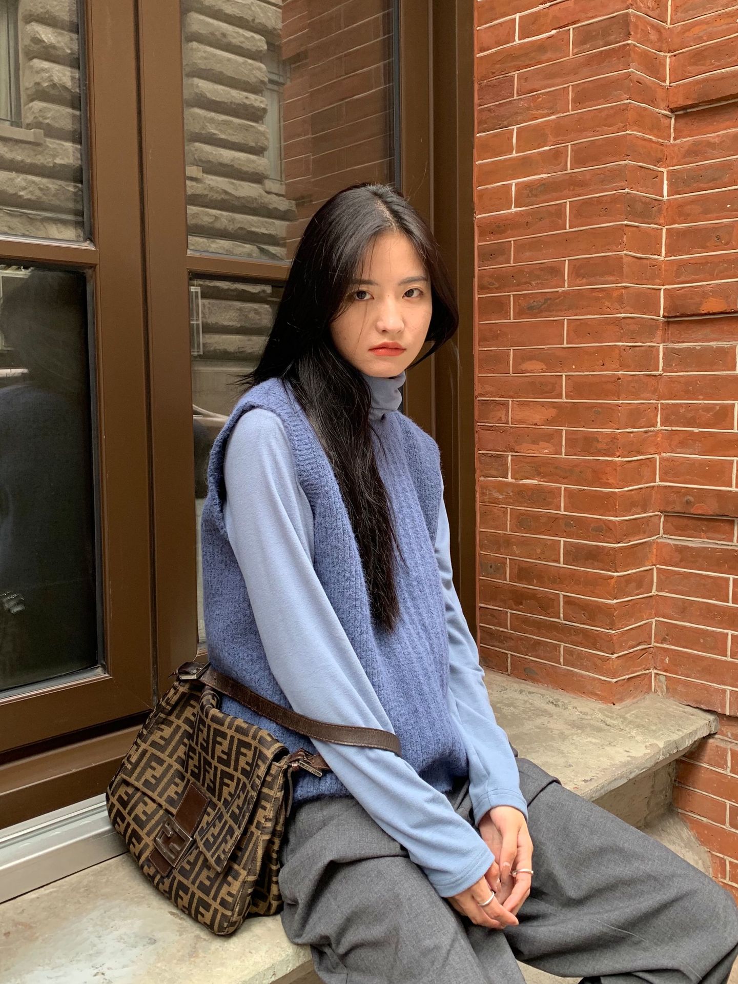 

Solid color overlay thick versatile turtleneck base blouse for women with mottled bodice stacked collared long sleeve T shirt top 3239, White