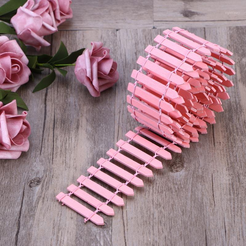 

100cm x 5cm Mini Small Wood Fence DIY mini house Fairy Garden Micro Plant Pot Decor Bonsai Terrarium Ornament (Pink)1