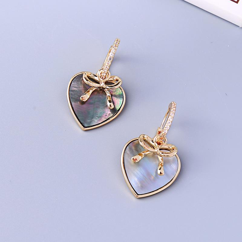 

BALANBIU Exquisite Shell Heart Crystal Ornament Gold Color Bowknot Drop Earrings For Women Gift New Fashion Jewelry Dropshipping