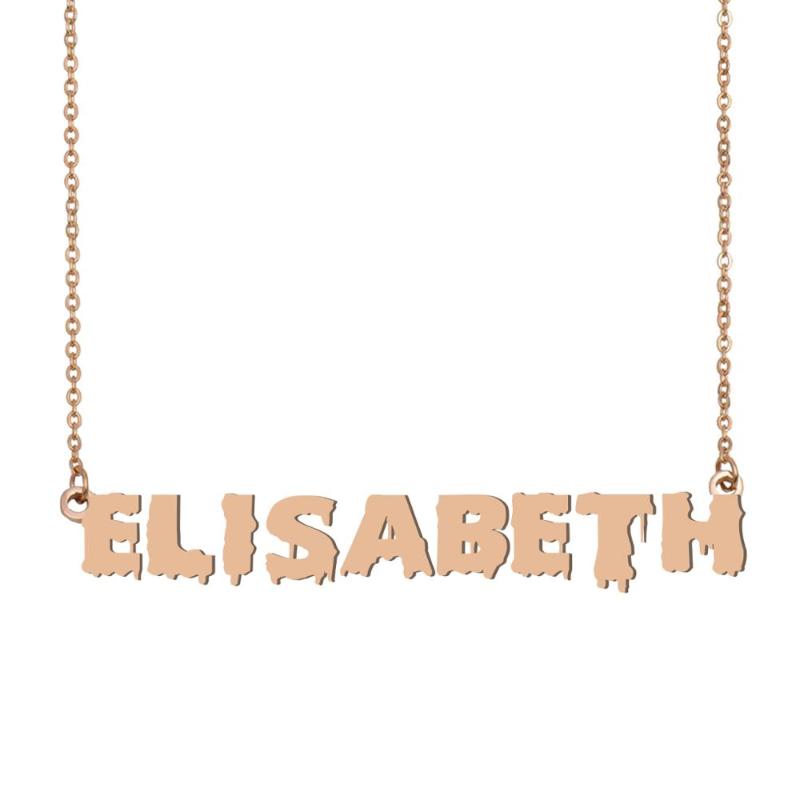 

Elisabeth Name Necklace , Cool Bloody Art Name Necklace for Halloween and Santa's Day Jewelry Gift for Kids Boys Girls