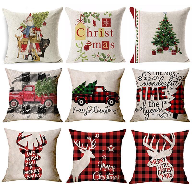 

2 packs Merry Christmas Cushion Covers Couch Bed Sofa Throw Pillows Covers Living Room Square Pillowcases 45x451, A08