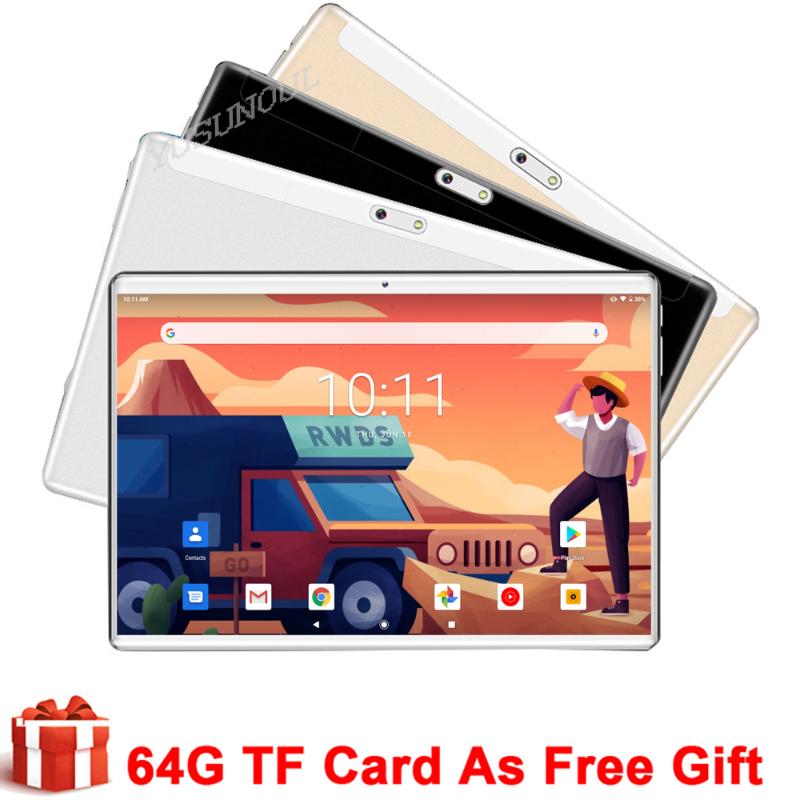

New Sales 2.5D Tempered Glass 10 inch Android 9.0 Google Play 3G Phone Call Tablets PC WiFi GPS Tablets PC 10 10.1+FREE GIFTS, Black