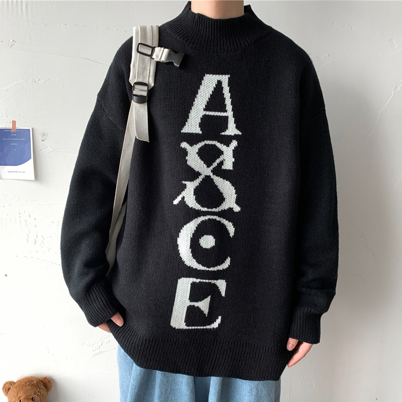 

2021 New Fashion O-neck Sweater Men's Hip Hop Streetwear Pull Oversized Black Long Sleeves Pullover for Autumn Spring Winter 6hpo, M204 3
