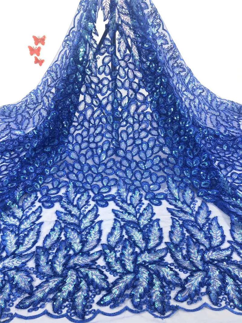 

African Lace Fabric Embroidered Nigerian Sequin Lace Fabric 2020 High Quality French Tulle for Women FJ3698