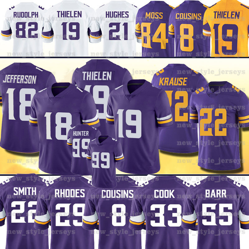 

19 Adam Thielen 22 Harrison Smith DANIELLE HUNTER 33 Dalvin Cook 8 Kirk Cousins 84 Randy Moss 82 Kyle Rudolph, Men(wei jing ren )