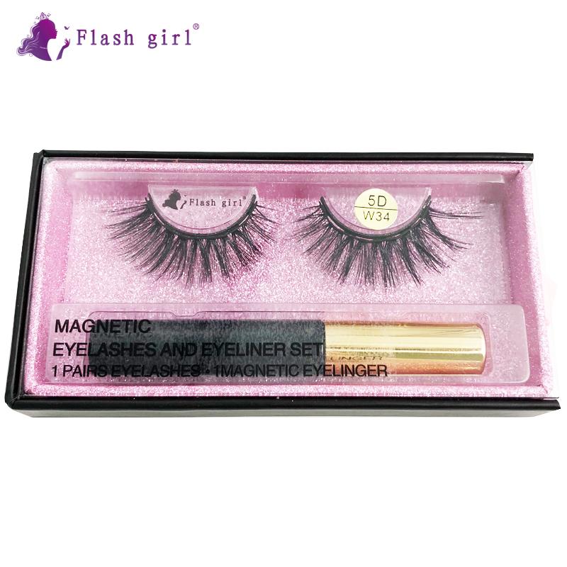 

Flash Girl 5D-W series W34 curelty frre mink magnetic eyelashes and eyeliner suit