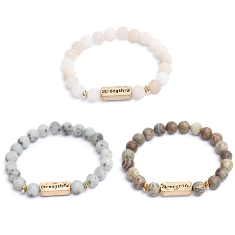 

2021 popular fashion handmade letter bracelet adjustable natural stone bracelet men and women yoga jewelry