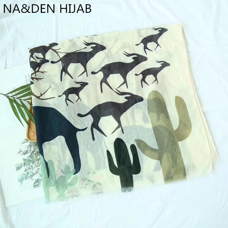 

Scarves Luxury Animal Print Cotton Scarf/scarves With Tassel Shawl Muslim Hijab Islamic Headcover Foulard Design 10pcs/lot