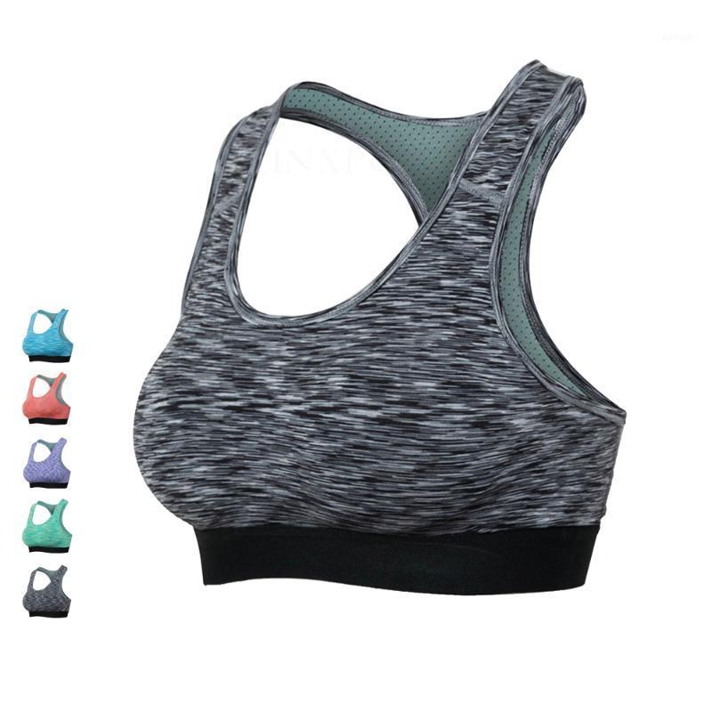 

Sports Bra Compressed Yoga Tops Women Padded Tank Tops Seamless Bra Shakeproof Underwear Fitness Tights Running Jogging Vest1, Blue