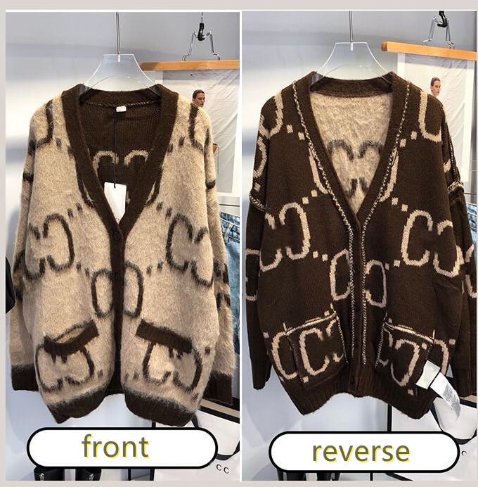 

Autumn Winter Fashion Mohair Cardigan Women's Sweater Oversize Classic Brand Luxry Design Wear Both Sides Double Pocket Coat Top, Sky blue