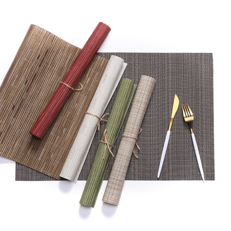 

PVC Dining Table Non-Slip Placemats bamboo grain Tables Mats pads home Decoration drop ship