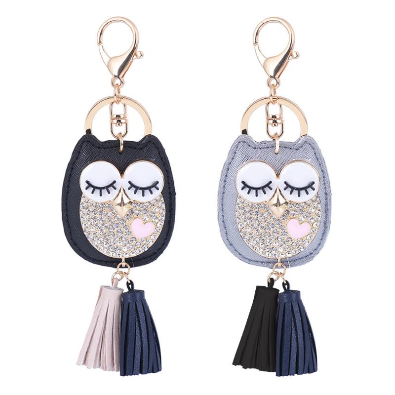 

Keychains Cute Bird Rhinestone Keychain Tassel Decor Pendant Key Chain Car Keyring Bag Leather Holder Llavero Jewelry Gifts#38