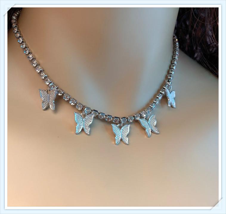 

Rhinestone Crystal Choker Necklace For Women Gold Chain Statement Collar Female Shining Jewelry Bling hip hop Tennis Chain