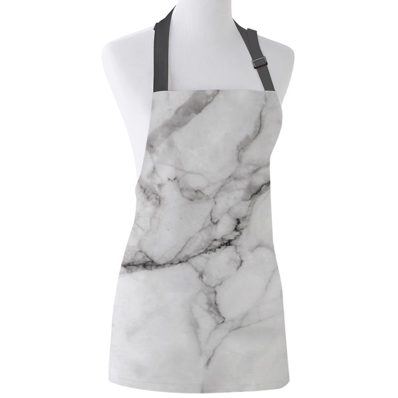 

White Marble Kitchen Aprons for Woman Kids Work Clothes Men Nail Technician Waitress Cooking Apron Christmas Gift