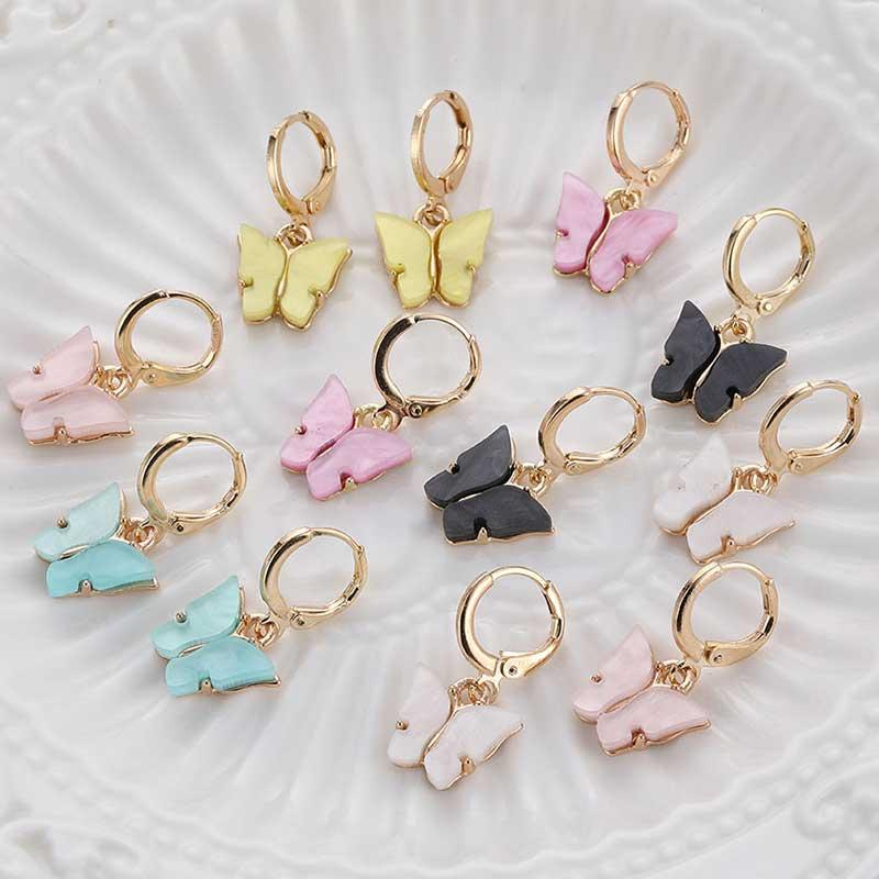

IFMIA New Women's Earrings Fashion Color Acrylic Butterfly Stud Earrings Animal Sweet Colorful Stud Girls Jewelry Gifts