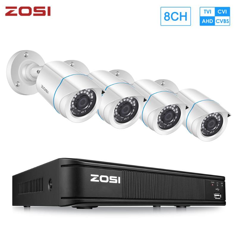 

ZOSI 1080P 8CH 4-in-1 CVBS AHD CVI TVI CCTV System DVR 2MP Outdoor Video Nightvision System Surveillance DVR Kit HDD