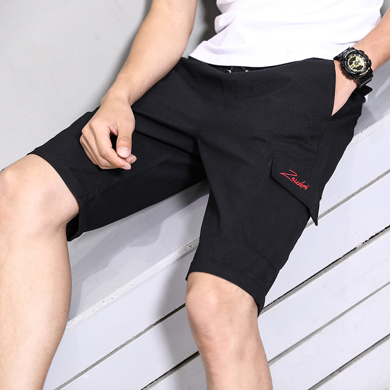 

Embroidery Letter Shorts Men 2020 Summer Compression Shorts Homme Polyester Beach Shorts Male Soild Knee Length Short Pant -4XL, Grey