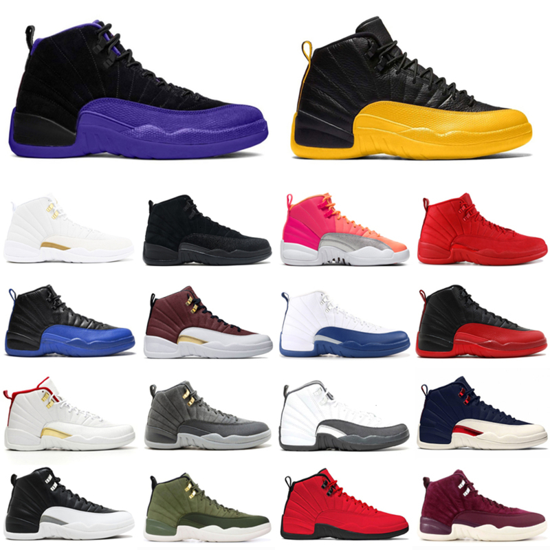

12 University Gold Men Basketball Shoes 12s Jumpman FIBA Dark Grey Concord Game Royal Hot Punch Mens Trainer Fashion Sports Sneakers, Box fees etc