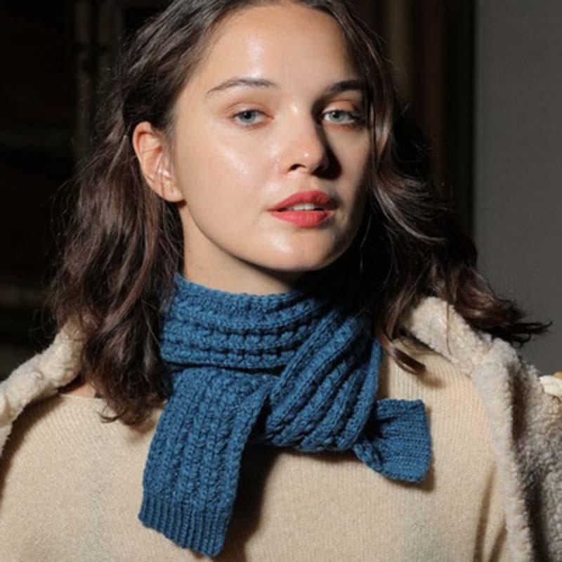 

Women Winter Wheat Ear Jacquard Woolen Knit Warm Scarf Korean Children's Solid Color Thicken Long Elastic Neck Guard Scarve O40