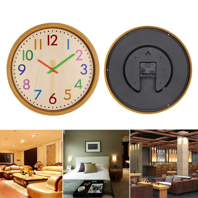 

Children Room Wall Clock 12 Inch Colorful Numbers Silent Clock for Home Decor PAK55