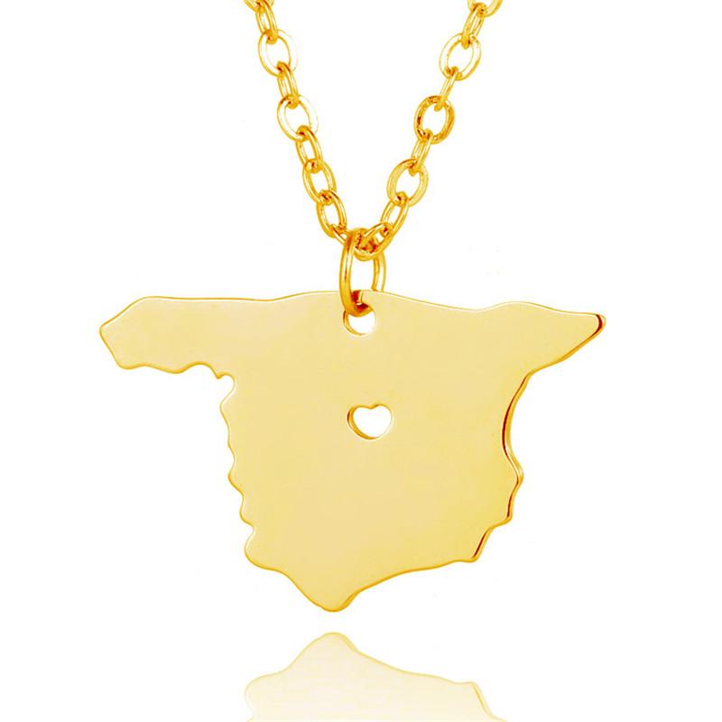 

Elfin 2021 Trendy Stainless Steel Spain Map Necklace High Quality Spain Map Pendant Necklace Women Country Jewellery Gift
