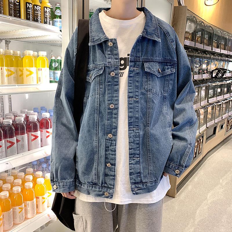 

Autumn Blue Denim Jacket Men' Fashion Casual Retro Denim Jackets Mens Streetwear Wild Loose Hip-hop Bomber Jacket Men -2XL