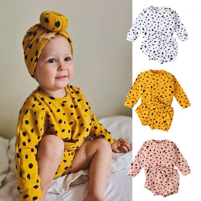 

2Pcs Infant Newborn Baby Suit Set Polka Dot Round Neck Long Sleeve T-Shirt and Shorts Girls Boys Leopard Spring Autumn Clothes1