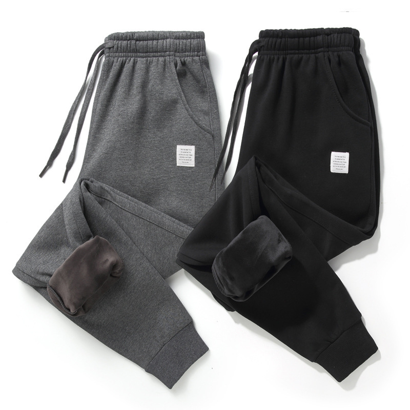 

2021 New Brand Mens Wool Fleece Velvet Men Thick Jogger Pants Sports Cotton Trousers Winter Sweatpants Male Tracksuit 4xl Gio2, Jck902thin grey