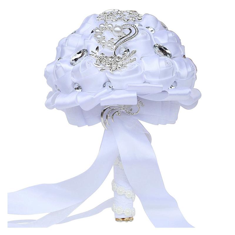 

Decorative Flowers & Wreaths Handmade Romantic Wedding Bouquet Bride Holds Decoration Silk Flower And Rhinestone
