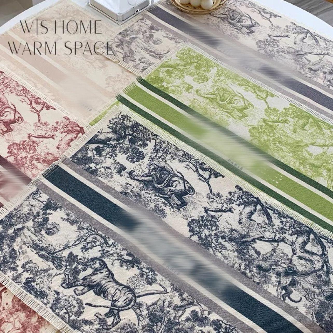 

Luxury Signage Placemat Pads Design Pattern Printed linen material fabric tassel decoration Mat Pad 16 colors optional for festival table decoration dinner party