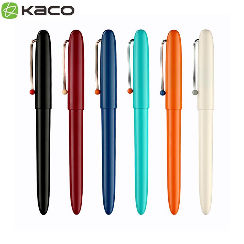 

Original Kaco Retro Fountain Pen EF Hooded Nib Smooth Writing Exchangeable Ink Cartridge Classic Colorful Gift Set Package, Red