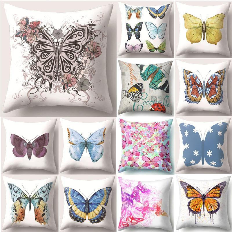 

Butterfly Printed Polyester Cushion Cover 45*45cm Throw Pillow Pillowcase Cojines Decorativos Para Sofa Home Bedroom Decor 408491, 2bz-40849-24