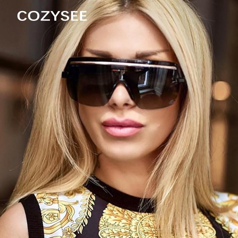 

Oversize One Piece Sunglasses Women Men 2020 New Vintage Square Sun Glasses Man Goggle Gradient Sunglasses UV400
