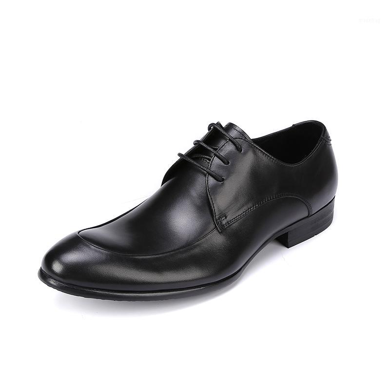 

Genuine Top Leather Men Wedding Dress New Lace Up Office Man Banquet Party Formal Footwear Oxfords Prom Shoes1, Black