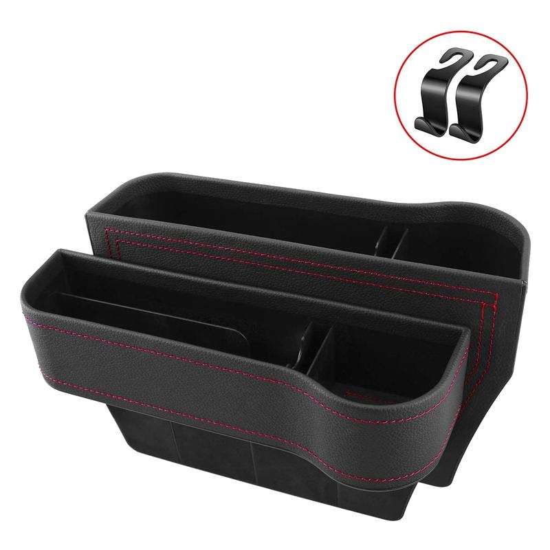 

2Pcs Car Seat Space Filler PU Leather Seat Console Organizer Storage Slot Box