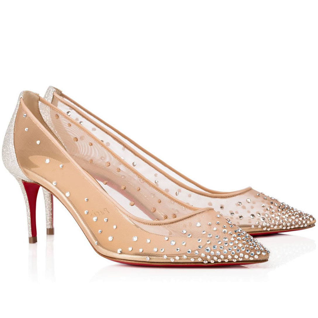 

Hot Sale Lady Flat High Heels Red Bottom Pumps Follies Strass Degrastrass Imported mesh+rhinestone Party Evening Shoes wedding dress Heel, 22